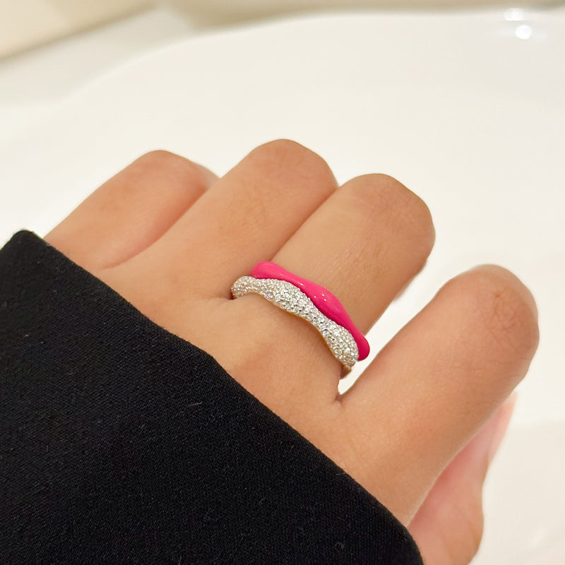 Sorbet Swirls Enamel & Diamond Swirls Stacker Ring