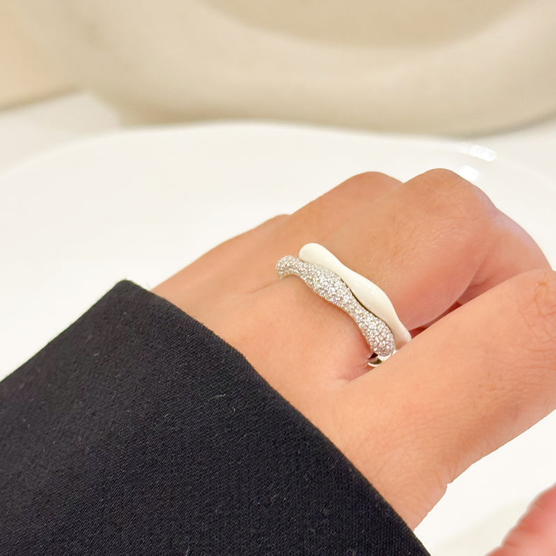 Sorbet Swirls Enamel & Diamond Swirls Stacker Ring