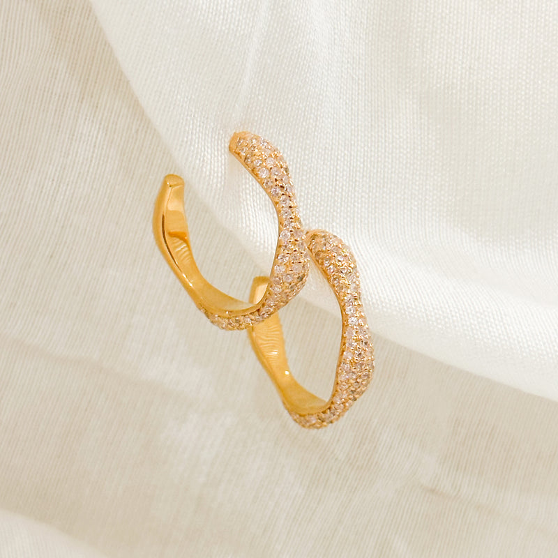 Pink Diamond Swirls Gold Hoops