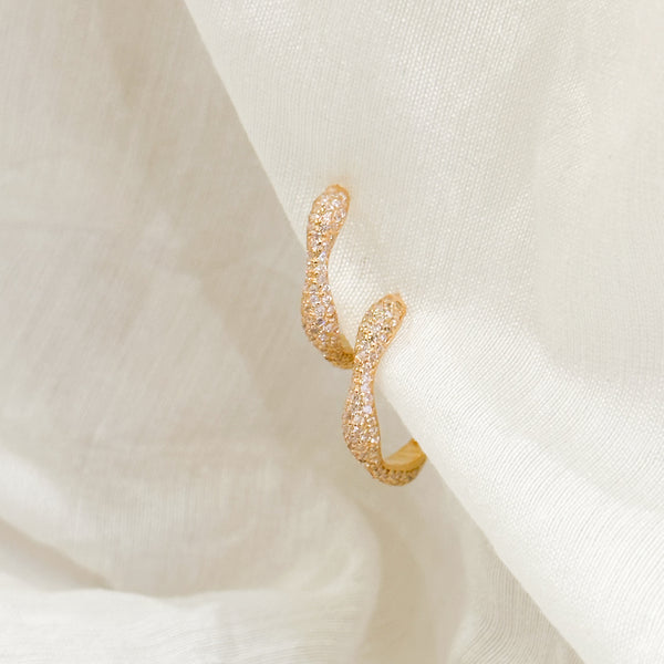 Pink Diamond Swirls Gold Hoops