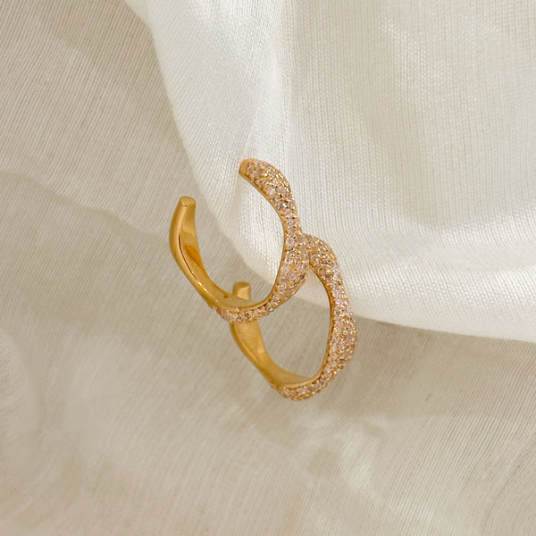 Pink Diamond Swirls Gold Hoops