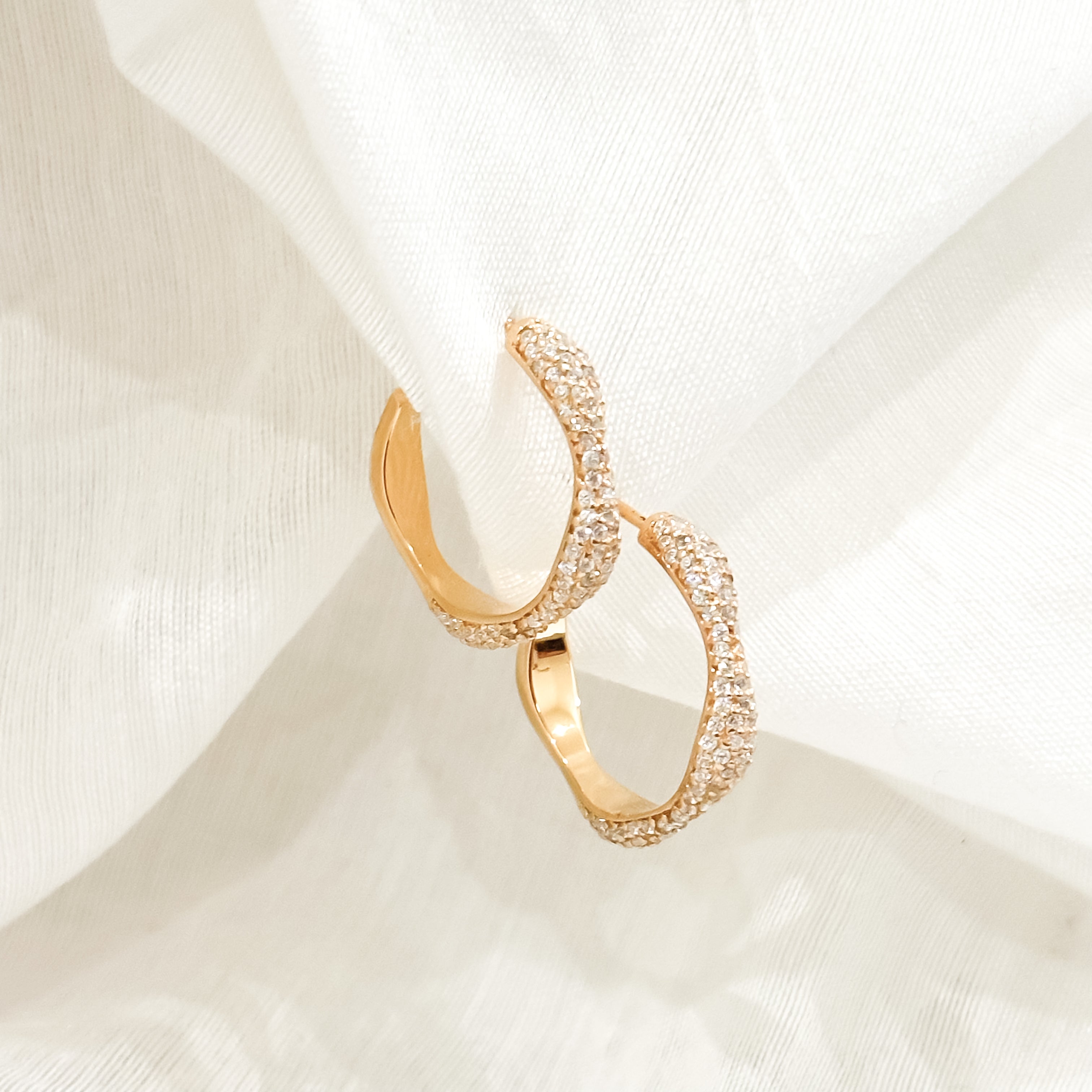 Diamond Swirls Silver Hoops - Octonov 