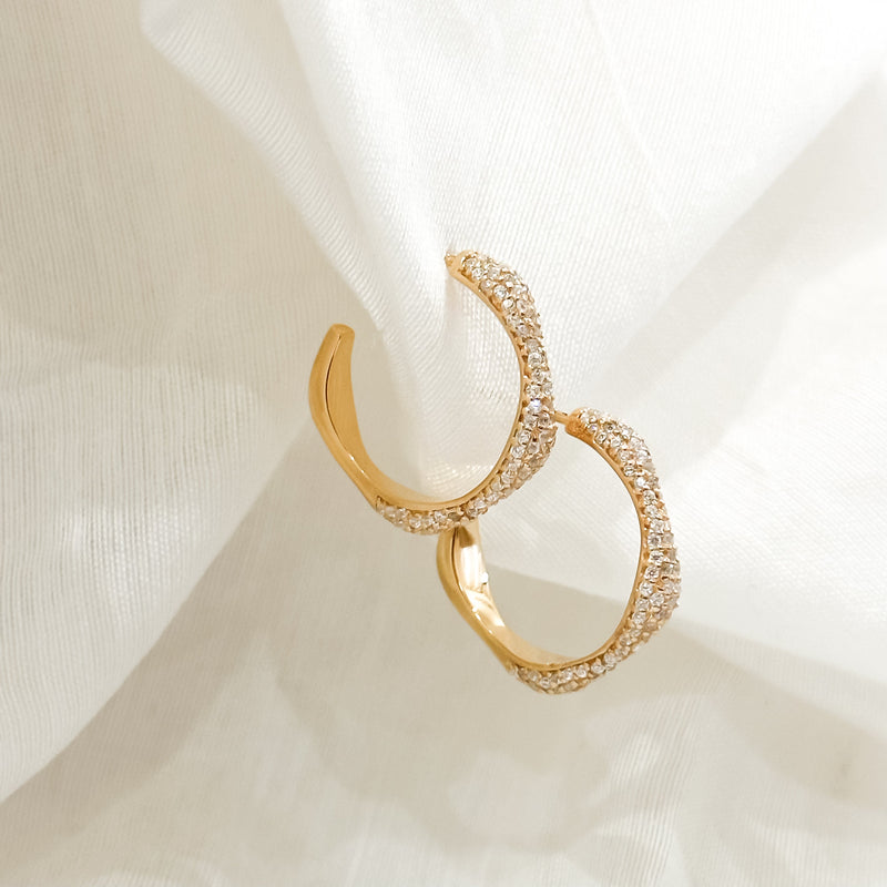 Diamond Swirls Gold Hoops