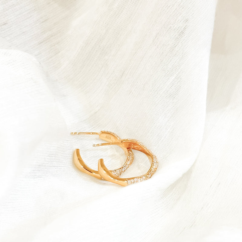Diamond Swirls Gold Hoops