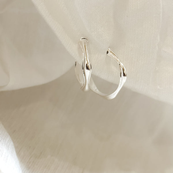 Solid Swirls Everyday Silver Hoops