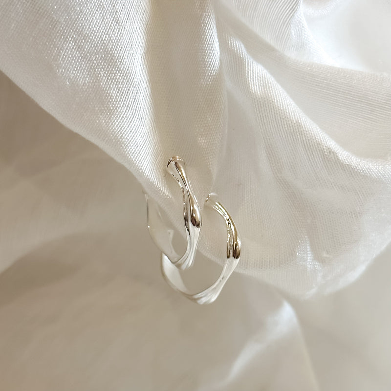 Solid Swirls Everyday Silver Hoops
