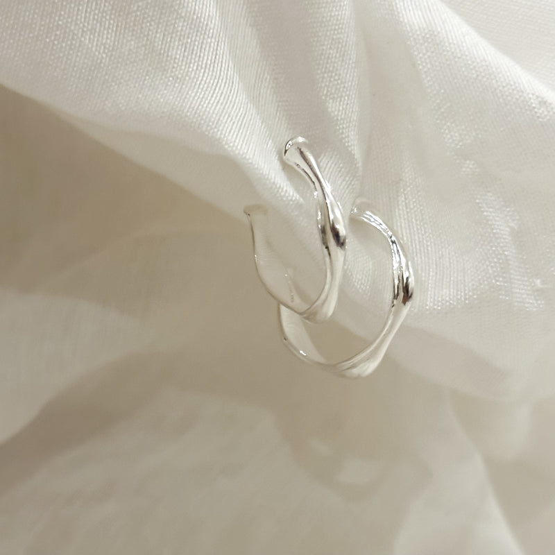 Solid Swirls Everyday Silver Hoops
