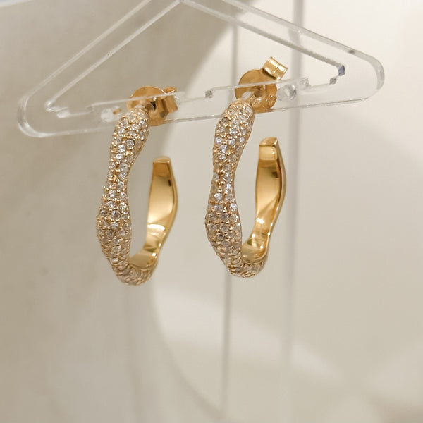 Diamond Swirls Gold Hoops