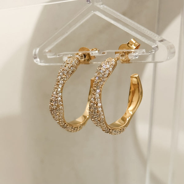 Diamond Swirls Gold Hoops