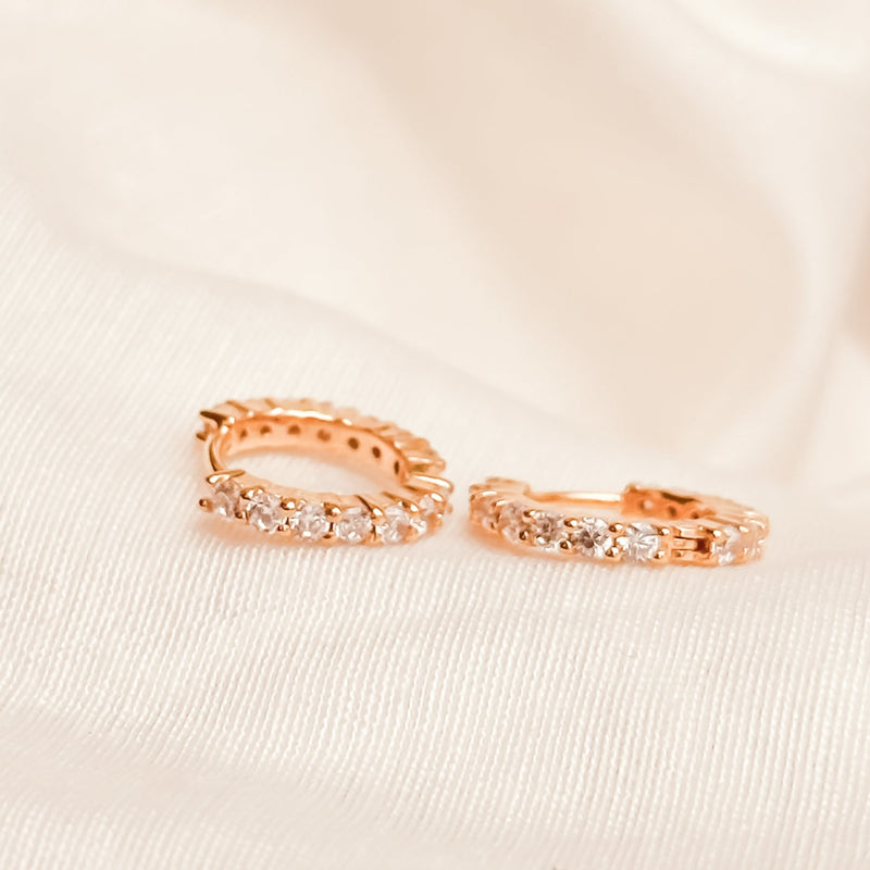 Zircon cluster huggies in Gold, Silver and Rose Gold