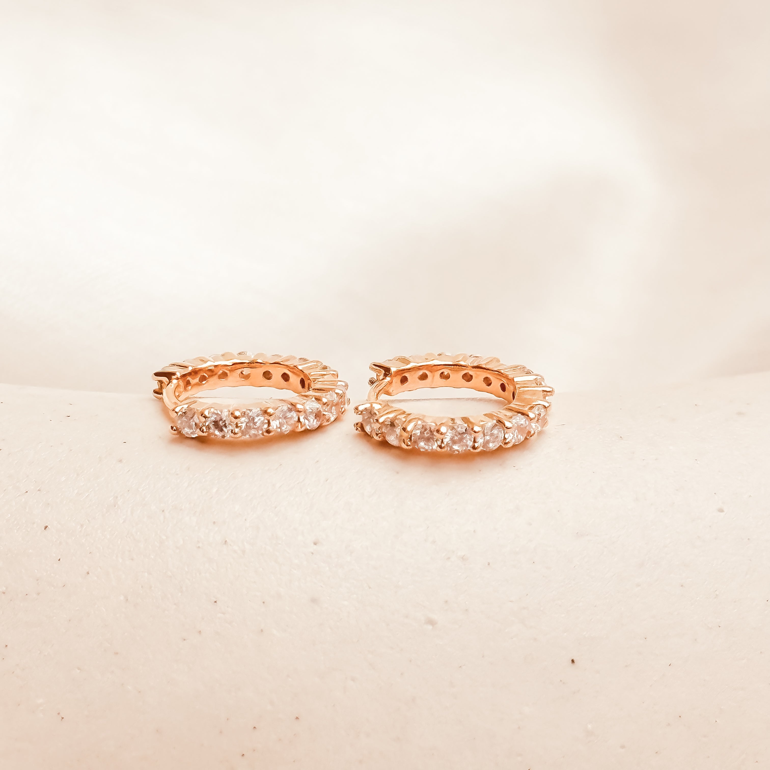 Zircon cluster huggies in Gold, Silver and Rose Gold - Octonov 