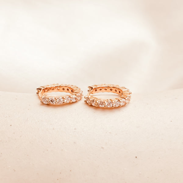 Zircon cluster huggies in Gold, Silver and Rose Gold