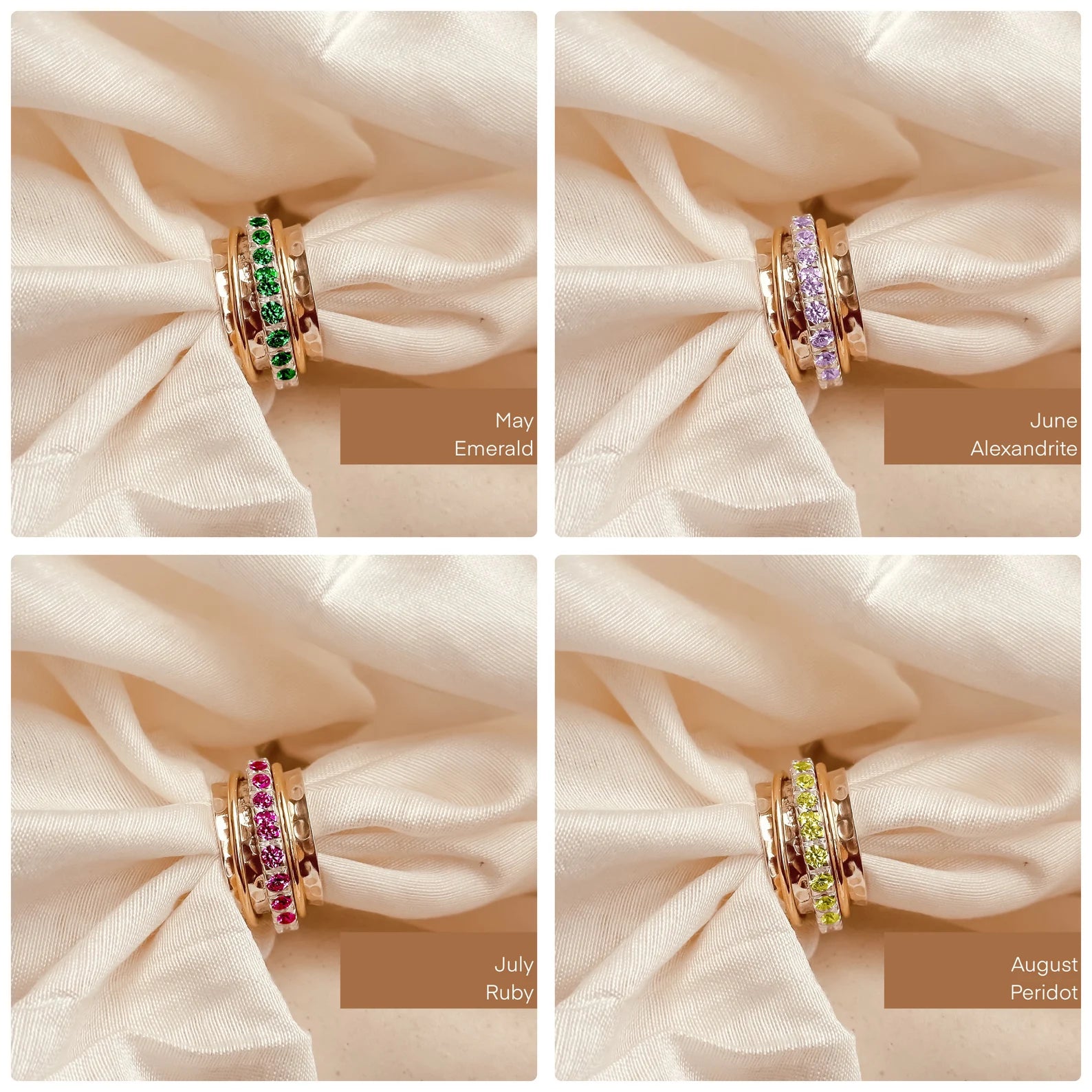 April Birthstone Eternity Spinner Ring - Octonov 