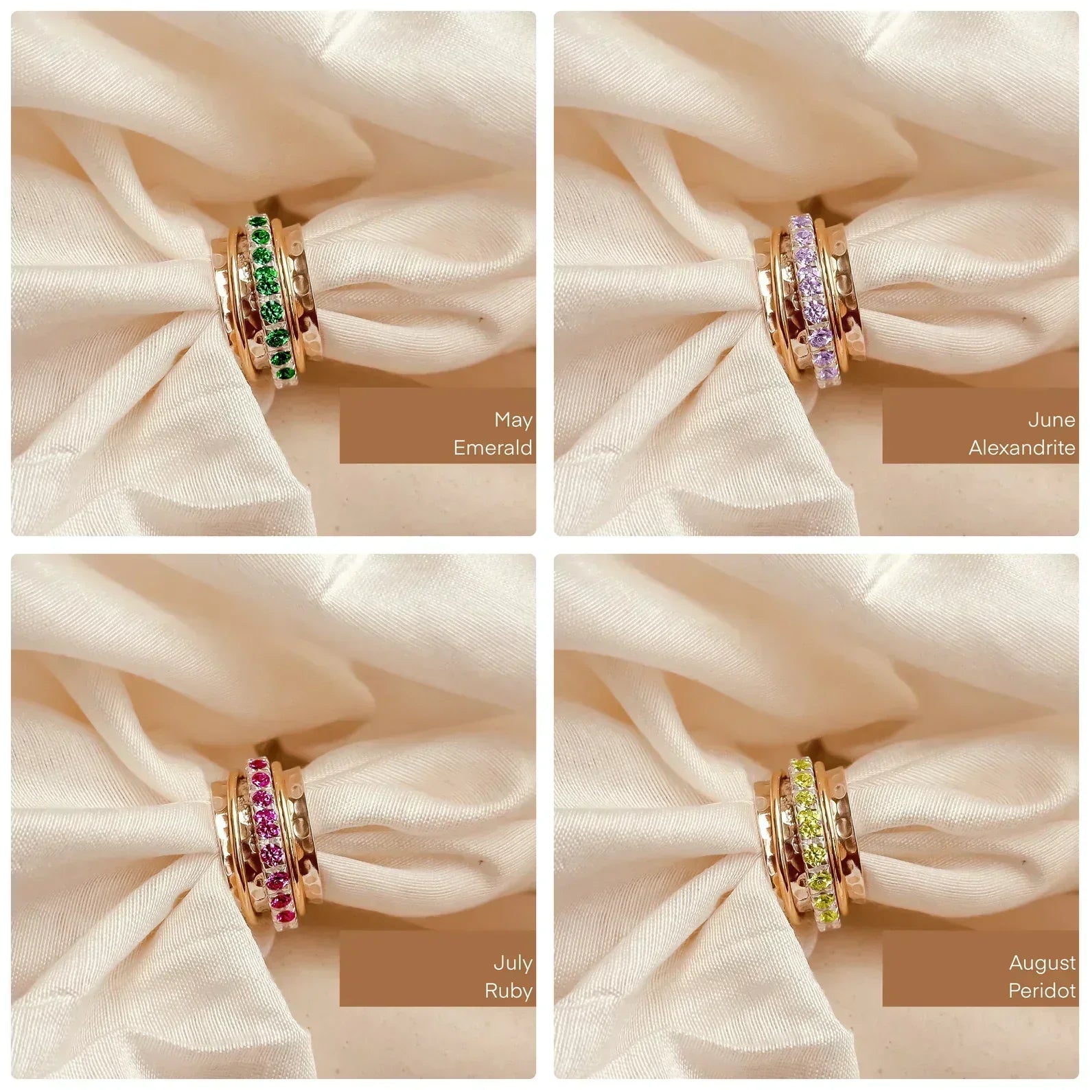 August Birthstone Eternity Spinner Ring - Octonov 