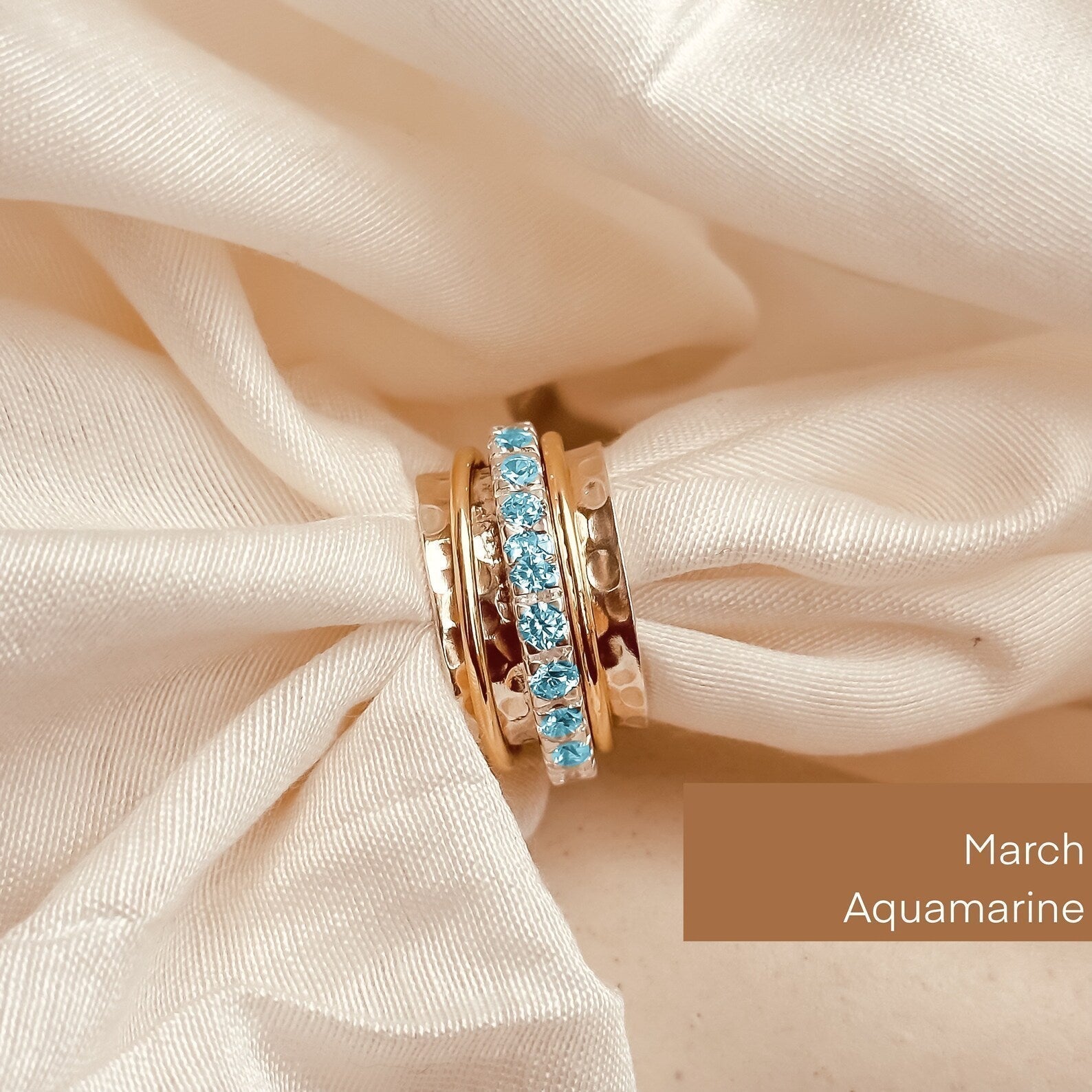 February Birthstone Eternity Spinner Ring - Octonov 