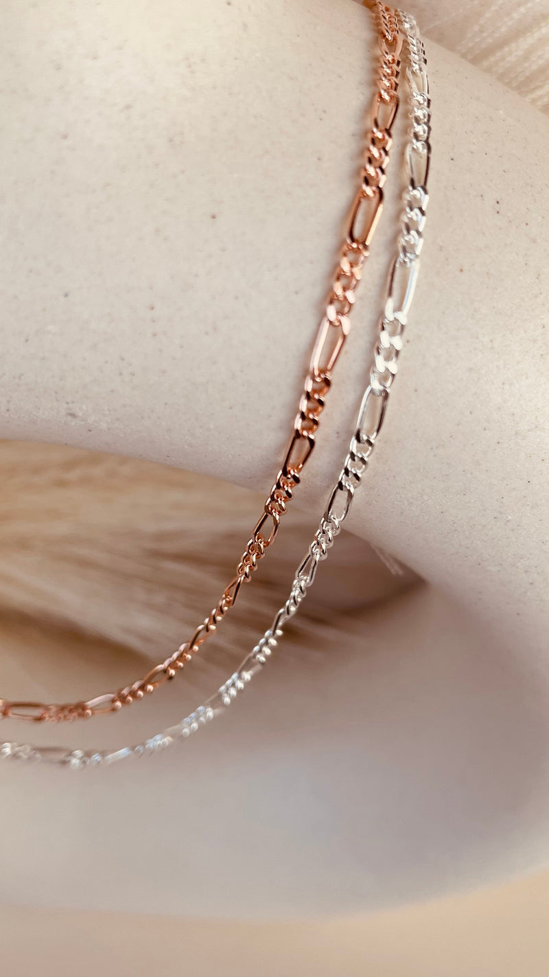 Rose Gold Dainty Figaro Necklace