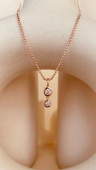 Dainty Double Drop Dangling Necklace with Beaded Chain - Octonov 