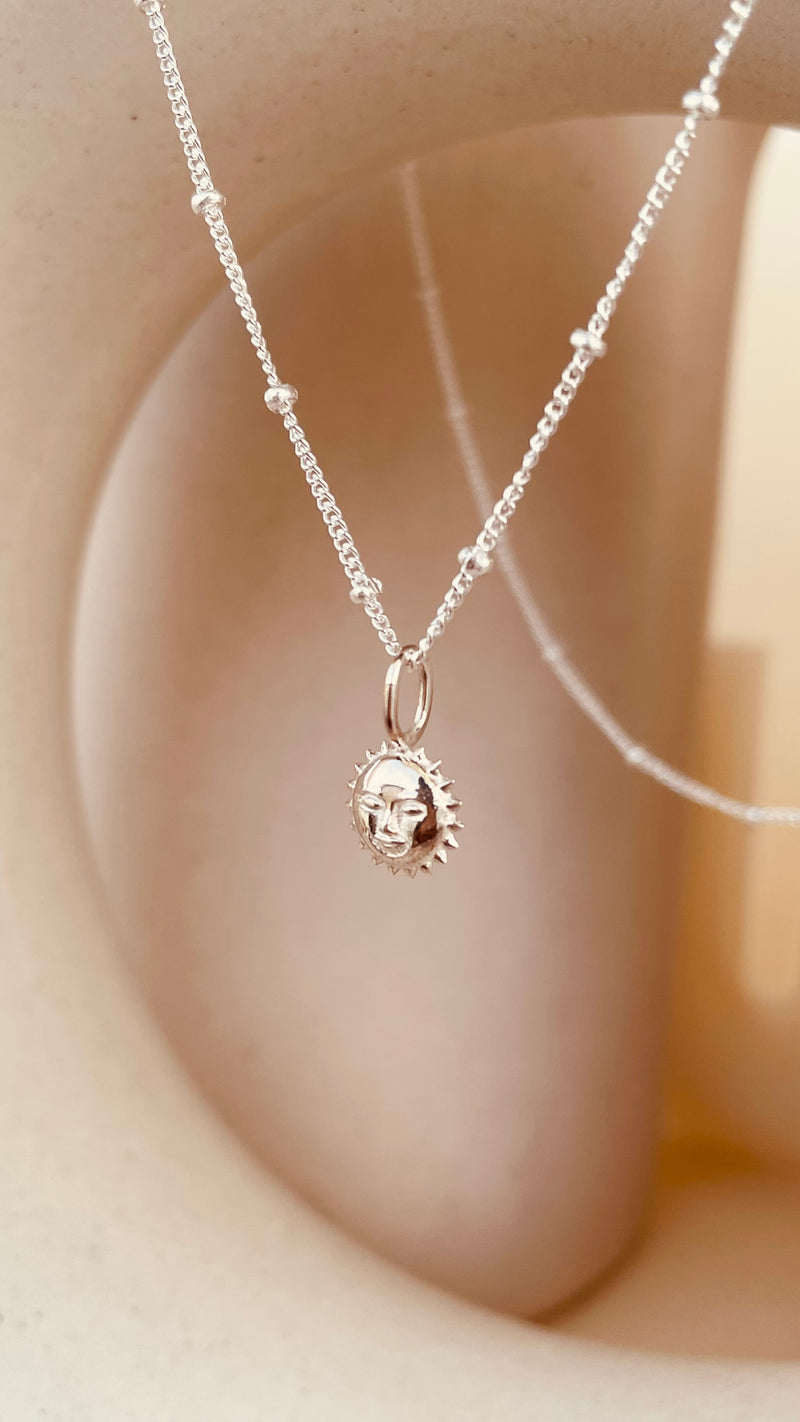 Steller Sun Charm Necklace with Satellite Chain