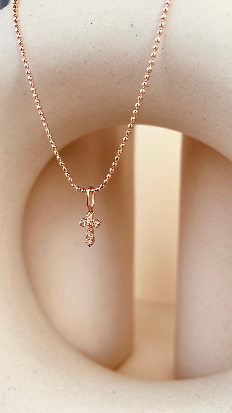 Dainty Token of Faith Cross Necklace with Beaded Chain