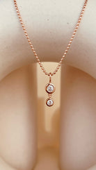 Dainty Double Drop Dangling Necklace with Beaded Chain - Octonov 