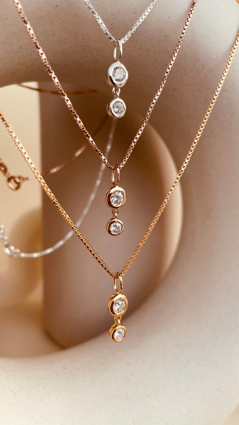 Minimal Double Drop Dangling Necklace with Box Chain