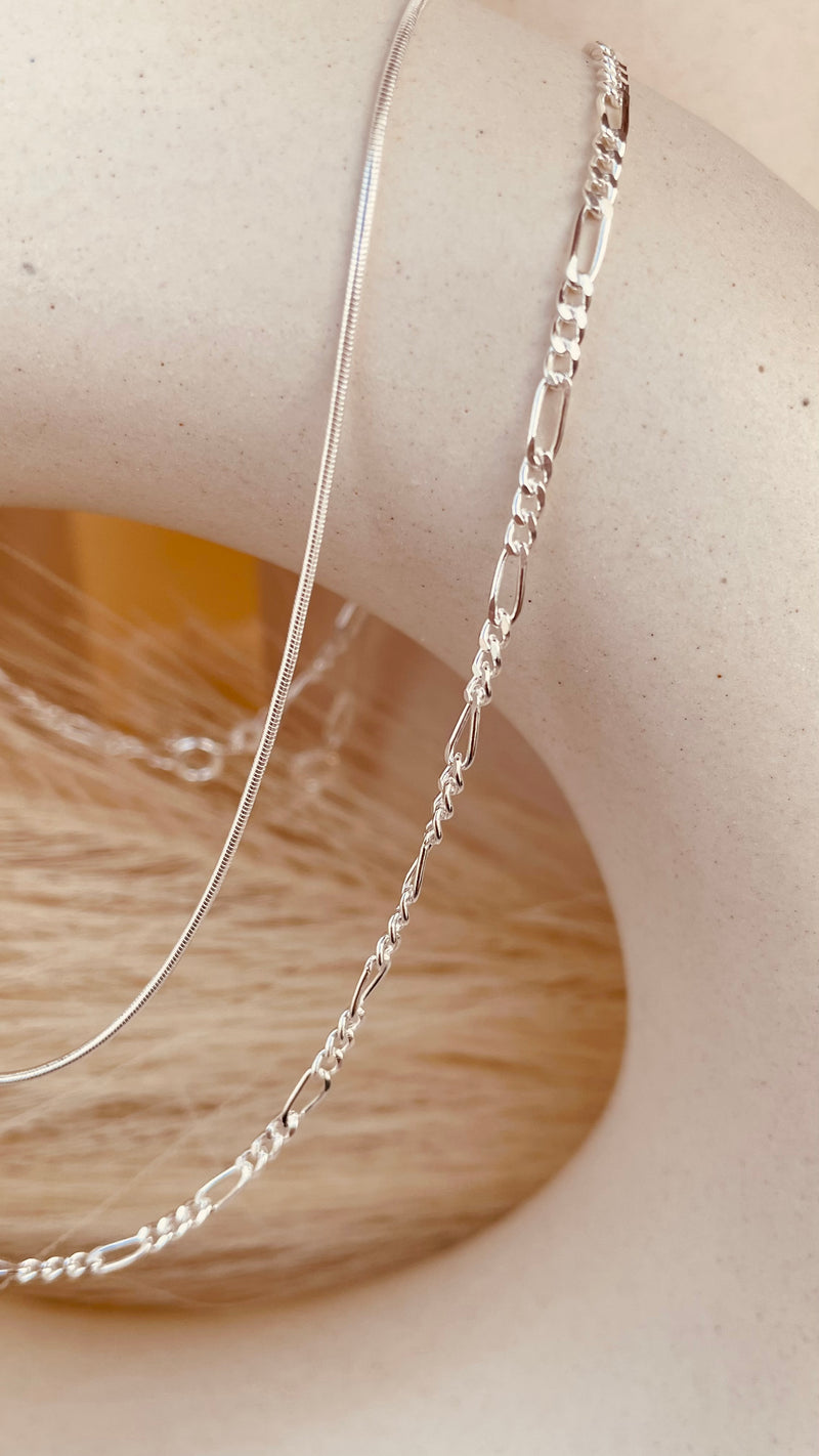 Snake chain and Figaro Necklace Duo
