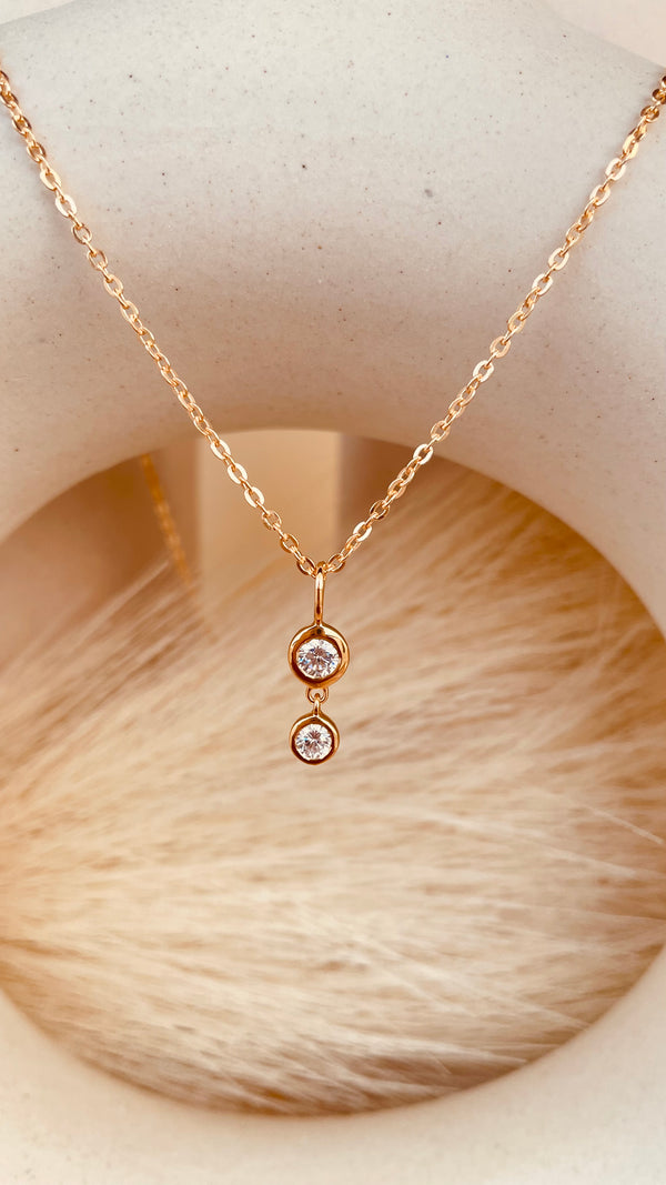 Double Drop Dangling Necklace with Sitara Chain