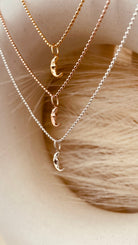 Crescent Moon Necklace with Faceted Ball Chain - Octonov 