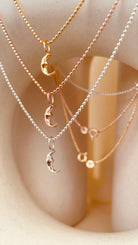 Crescent Moon Necklace with Faceted Ball Chain - Octonov 
