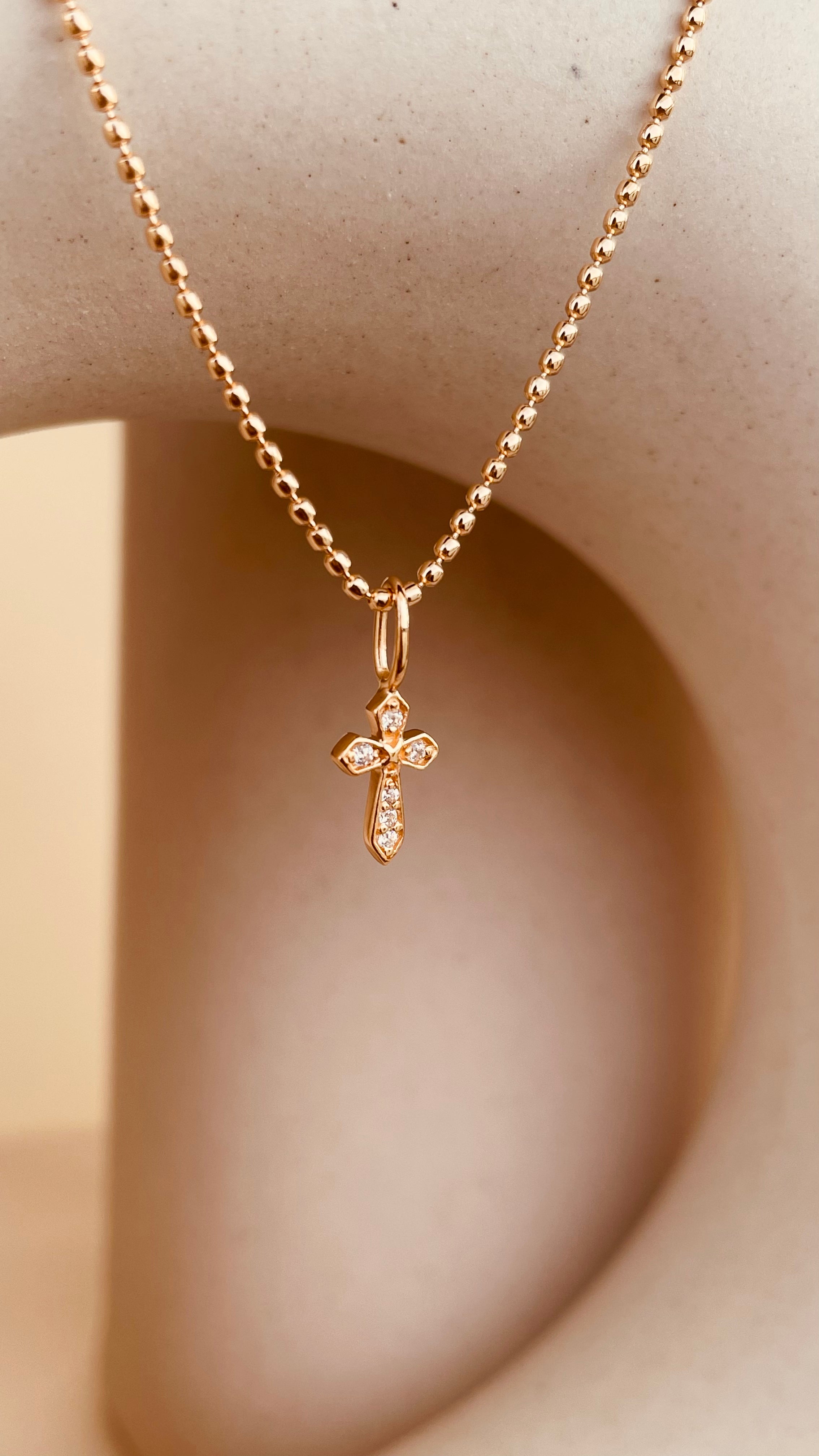 Dainty Token of Faith Cross Necklace with Beaded Chain - Octonov 