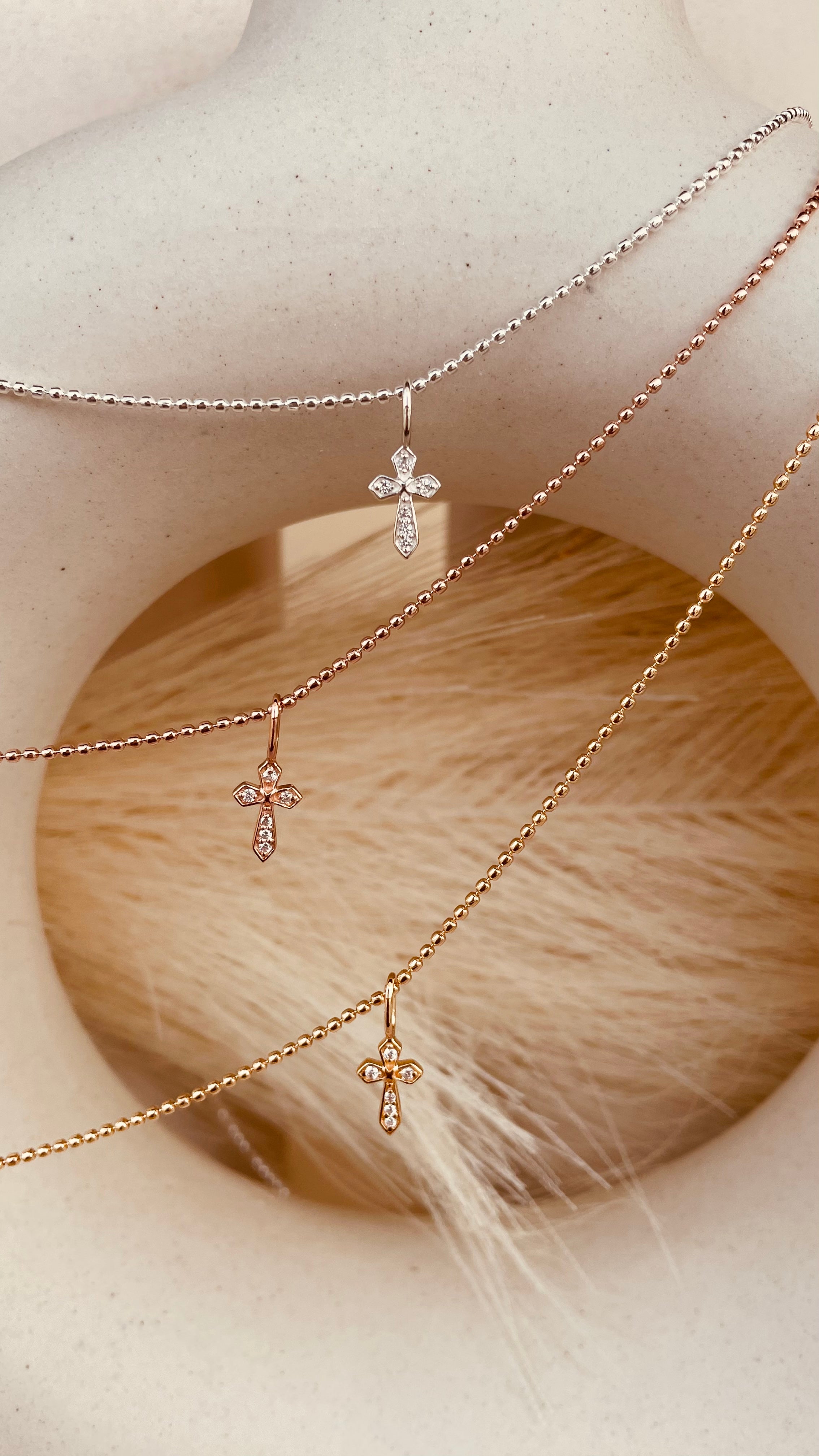 Dainty Token of Faith Cross Necklace with Beaded Chain - Octonov 