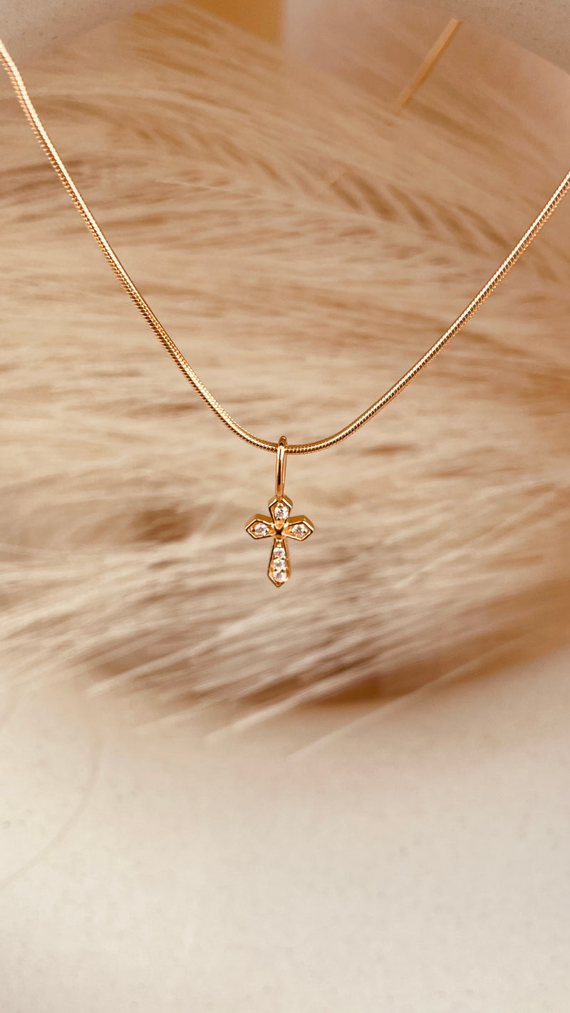 Minimal Token of Faith Necklace with Snake Chain
