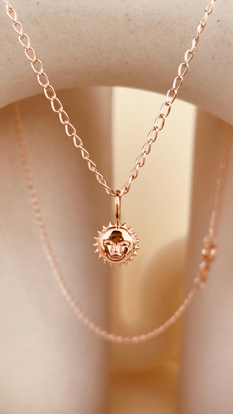 Dainty Steller Sun Charm Necklace with Cable Chain