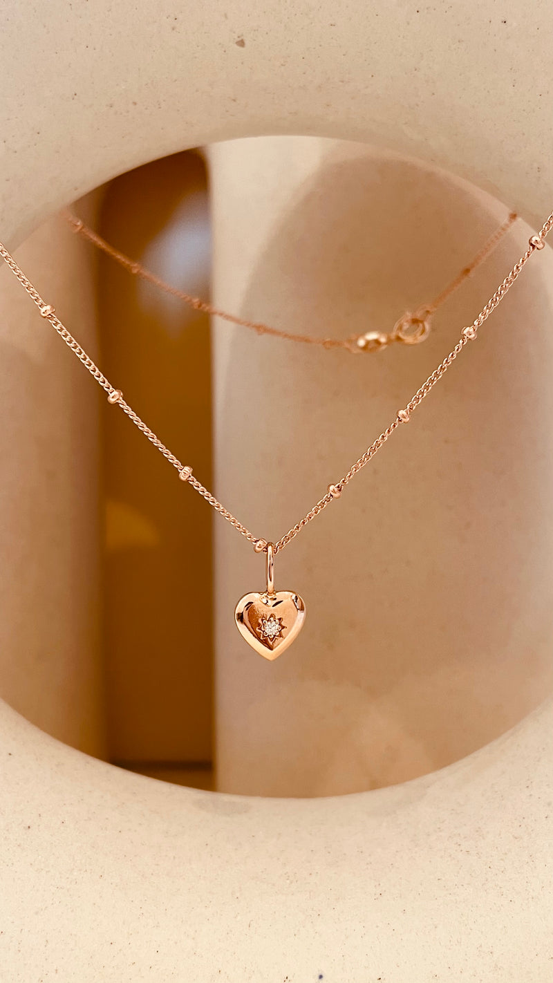 Vintage Heart Satellite Necklace with Satellite Chain