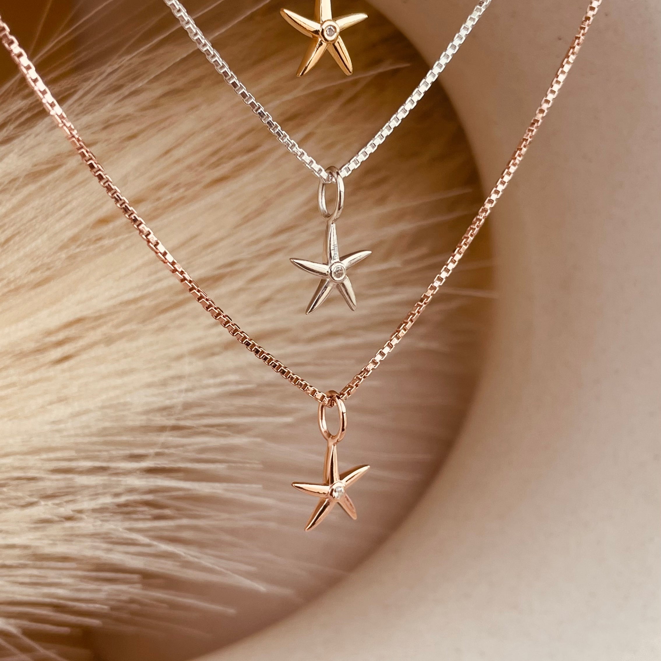 Minimal Starfish Necklace with Box Chain - Octonov 