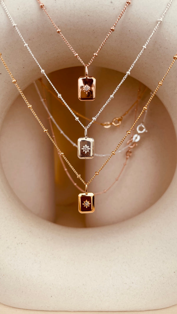 Dainty North Star Necklace with Satellite Chain
