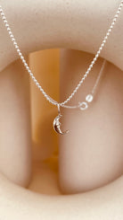 Crescent Moon Necklace with Faceted Ball Chain - Octonov 