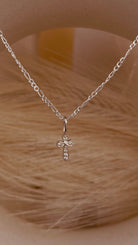 Dainty Zircon encrusted Cross Necklace with Figaro Chain - Octonov 
