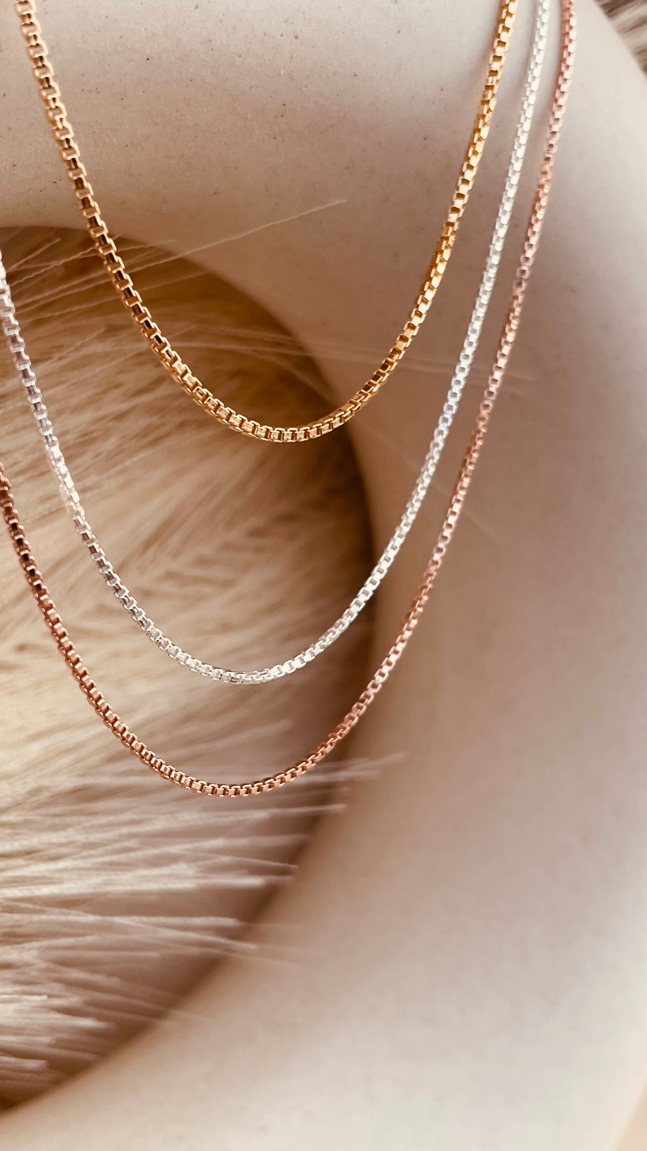 Rose Gold Box Chain Necklace - Octonov 