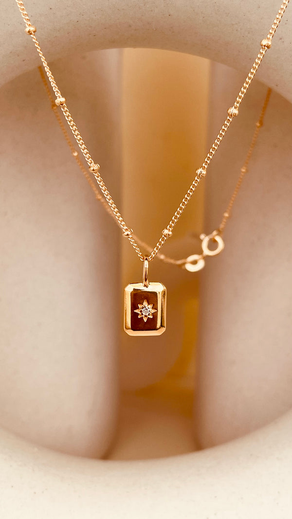 Dainty North Star Necklace with Satellite Chain