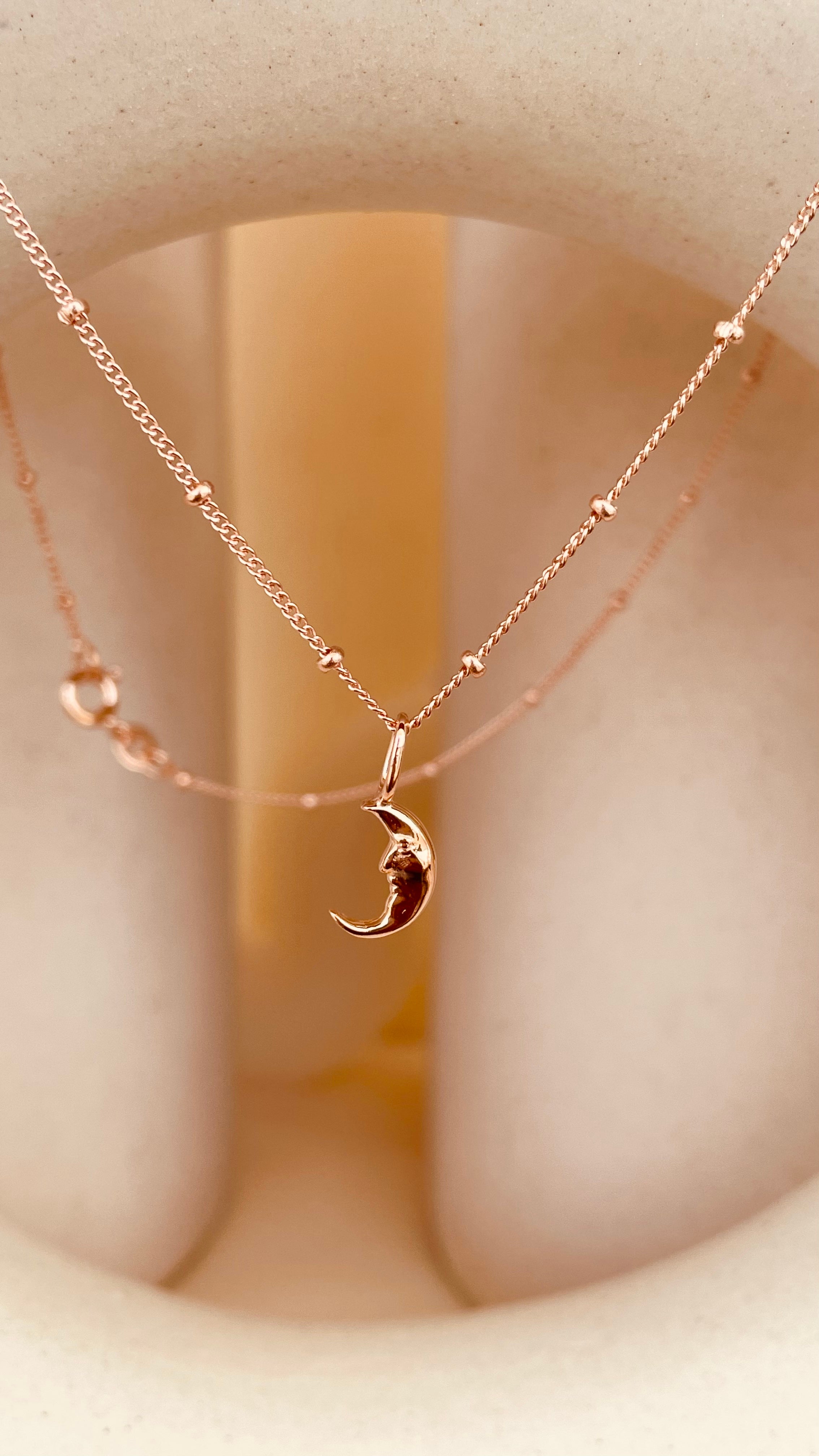 Crescent Moon Necklace with Satellite Chain - Octonov 