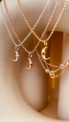 Crescent Moon Necklace with Faceted Ball Chain - Octonov 
