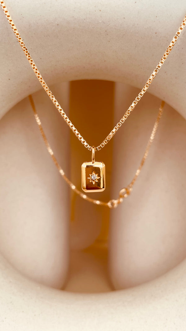Dainty North Star Necklace with Box Chain
