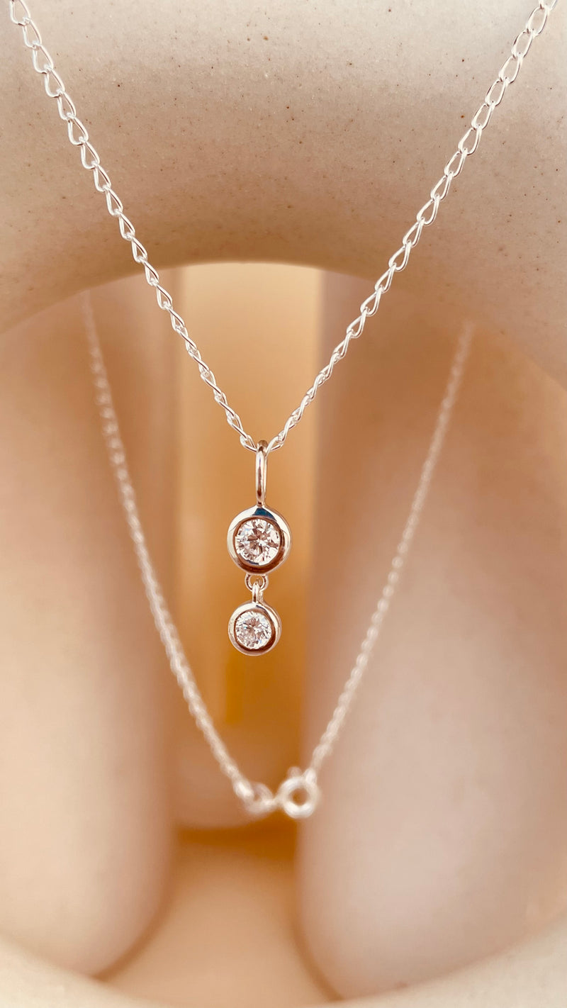 Double Drop Dangling Necklace with Cable Chain