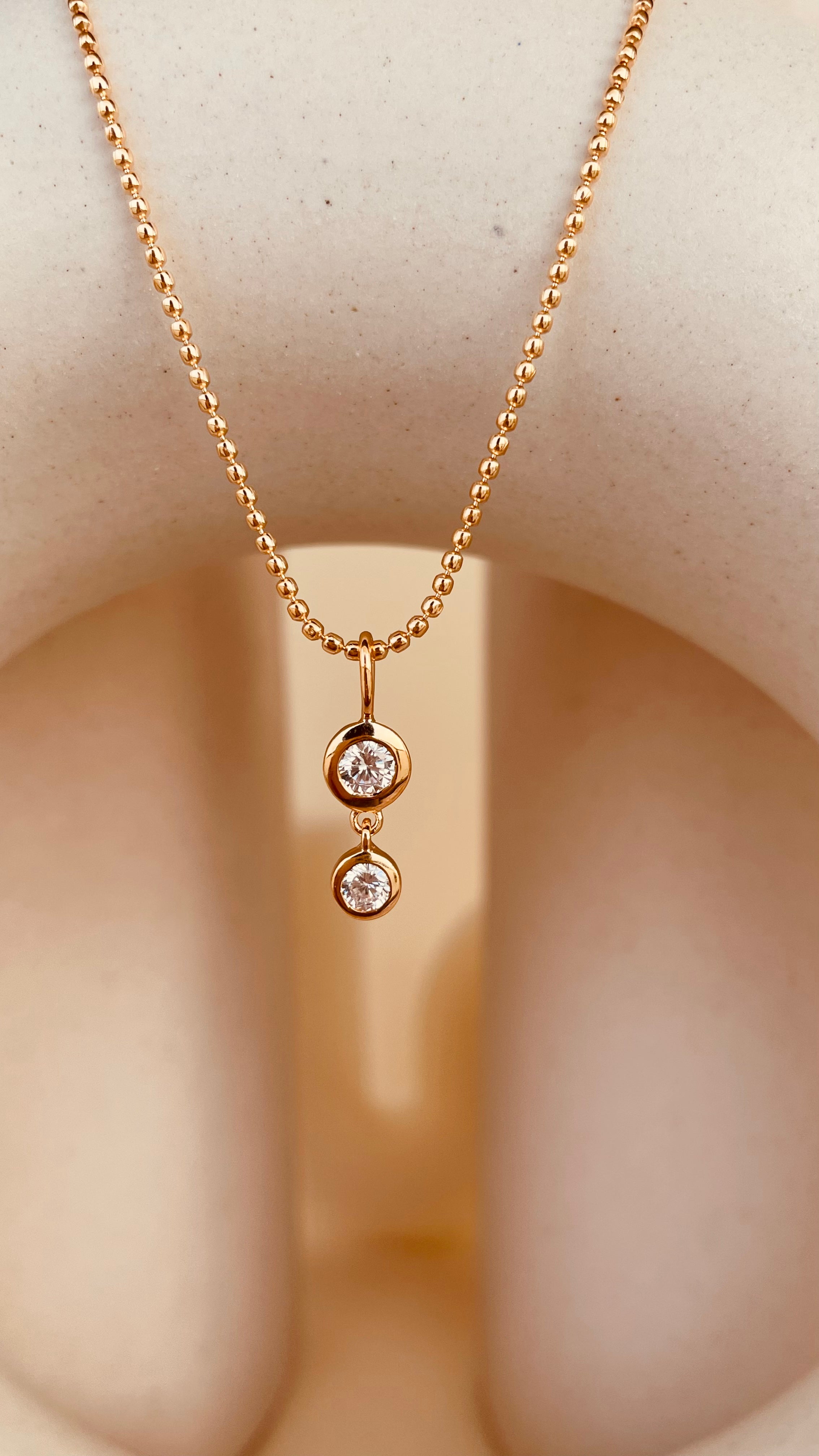 Dainty Double Drop Dangling Necklace with Beaded Chain - Octonov 