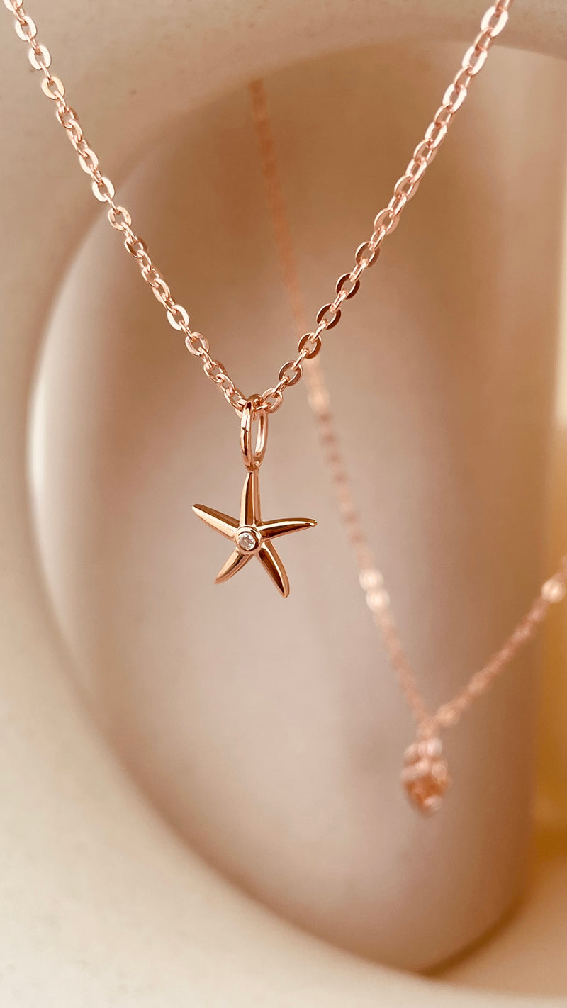 Minimal Starfish Necklace with Sitara Chain