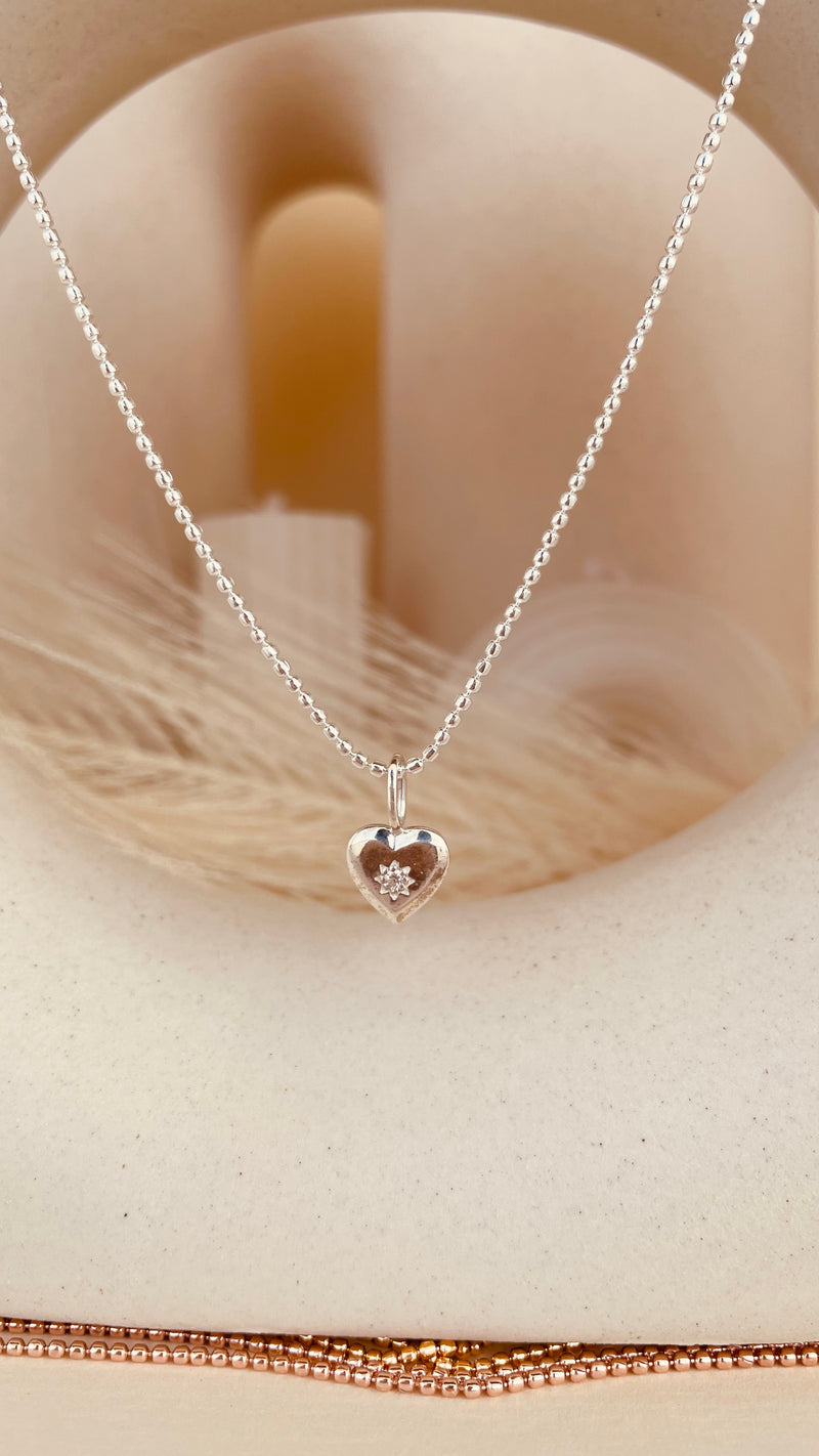 Vintage Love Studded Necklace with Beaded chain