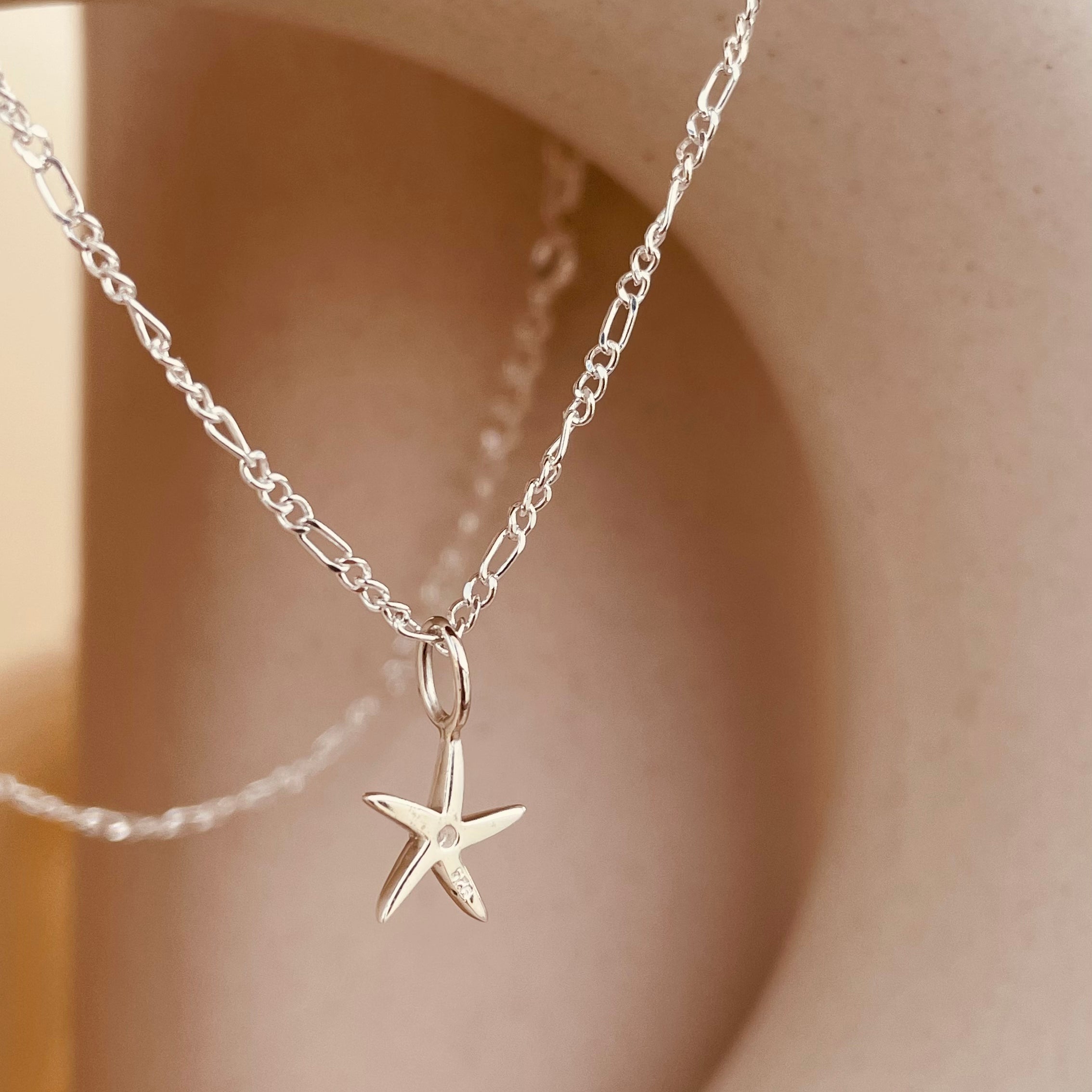 Minimal Starfish Necklace with Figaro Chain - Octonov 