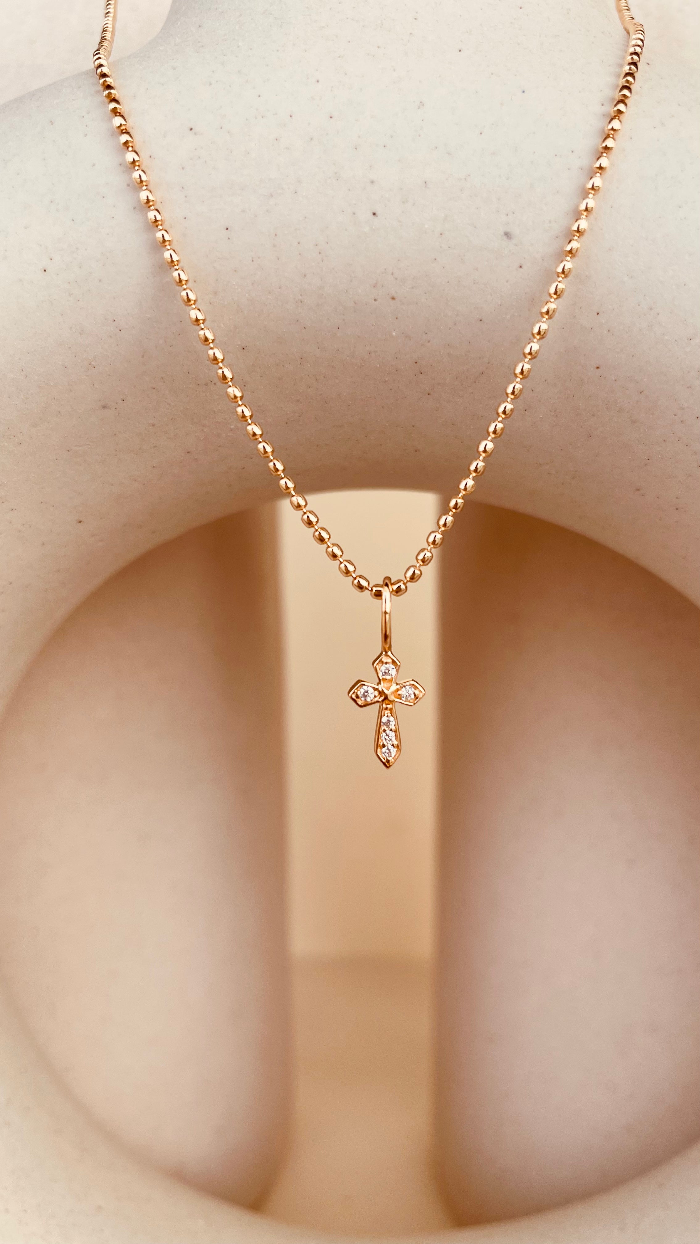 Dainty Token of Faith Cross Necklace with Beaded Chain - Octonov 