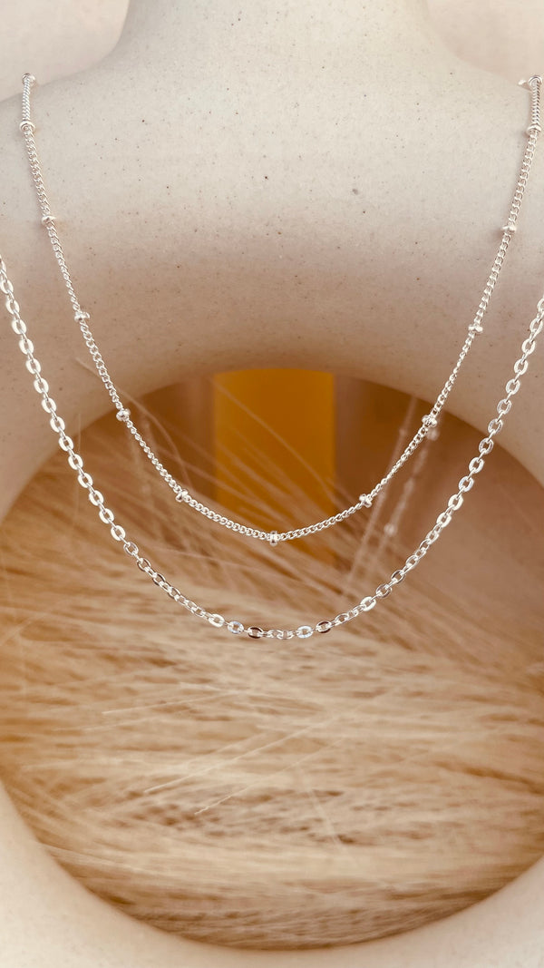 Duo of Satellite and Dainty Sitara Necklace